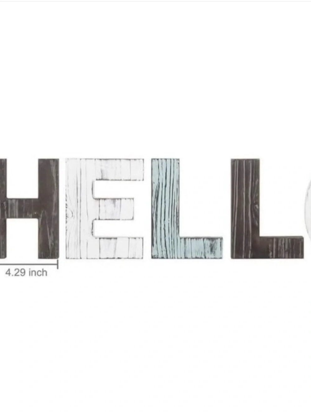 Rustic HELLO Wooden Letter Set in White, Brown & Light Blue